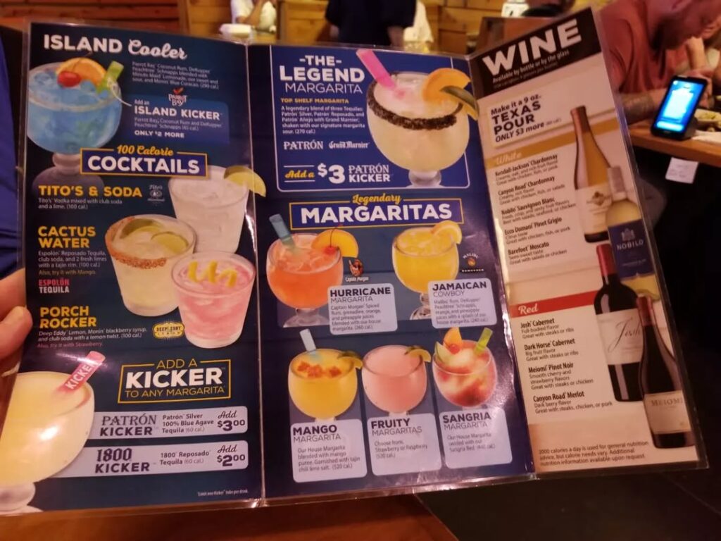 Texas Roadhouse Drink Menu